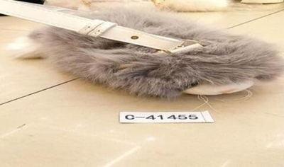 Мягкая игрушка Сумочка мех кошка серая 30 см, C-41455