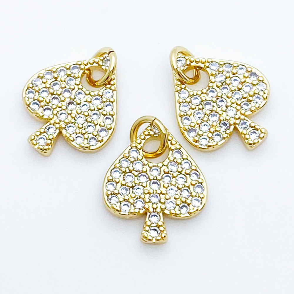 Подвеска Пика, позолота, фианиты, размер 16*12 мм, цена за 1 шт