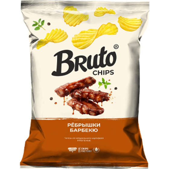 Чипсы BRUTO FLAVOR Рифленые ребрышки барбекю 120гр (18шт)