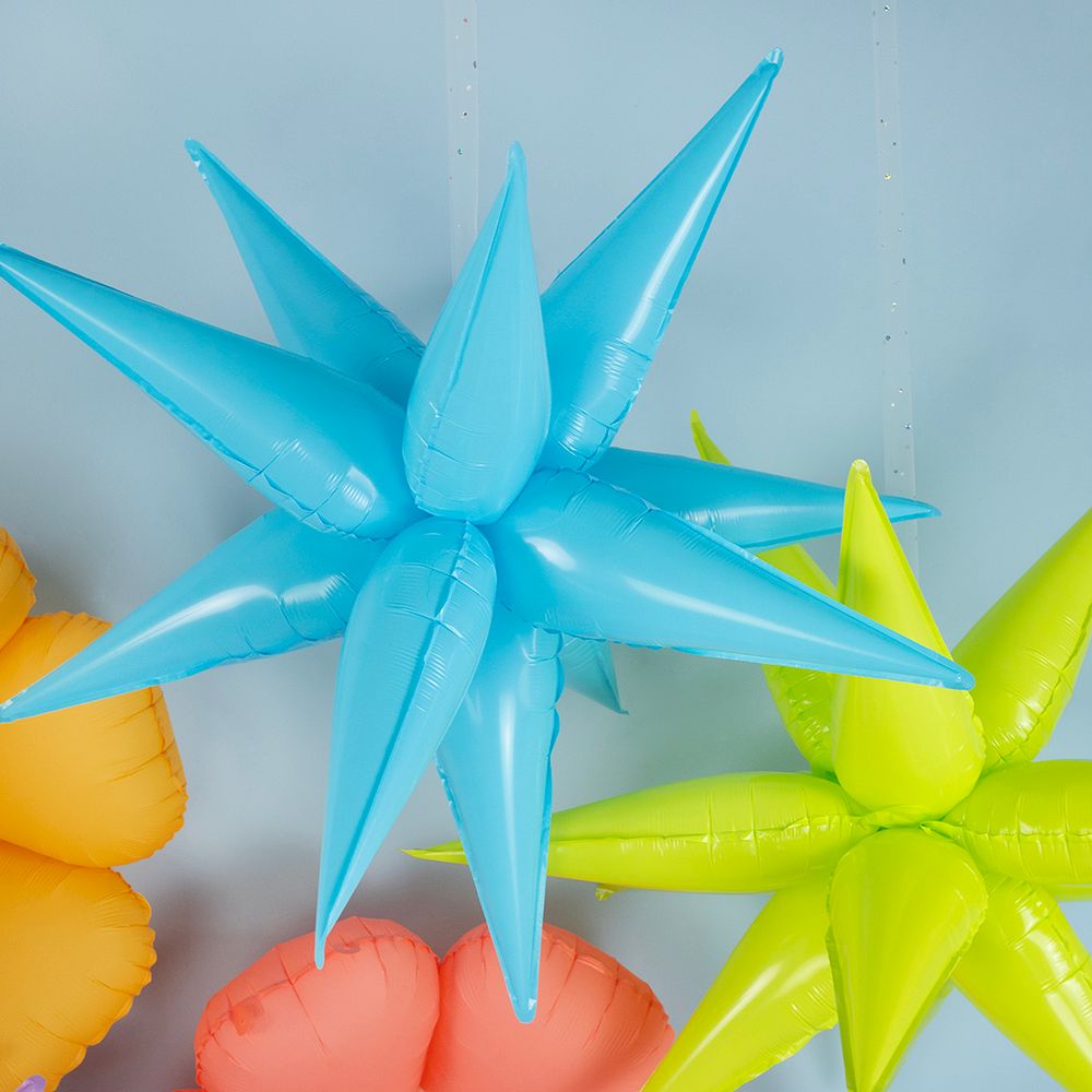 Шар 3D (26''/66 см) Звезда, Составная, Светло-голубой, Макарунс, 1 шт. в уп.