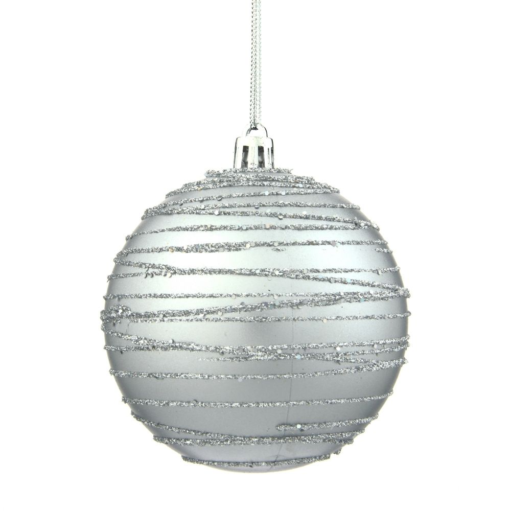GAEM Набор из 12шт, Украшение новогоднее Шар "Спираль серебристая", D8 см, L35 W27 H9 см