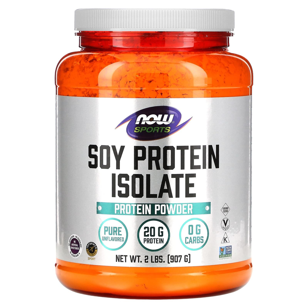 NOW Foods, Sports, изолят соевого белка, натуральный, с нейтральным вкусом, 907 г (2 фунта)