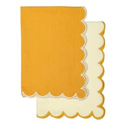 Набор кухонных полотенец с контрастным кантом горчичного цвета из коллекции Trendy Ruffles, 50х70 см