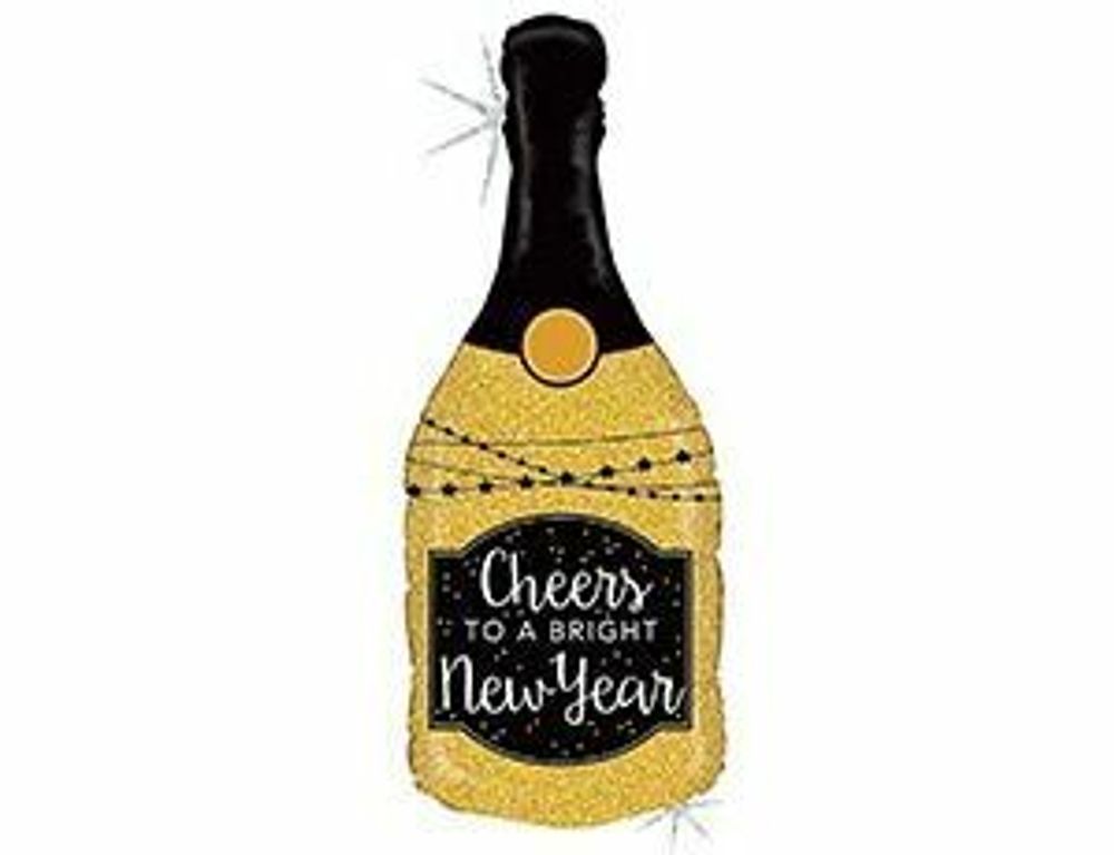 Б Фигура, Бутылка шампанского, Cheers New Year, 36&quot;/91 см, 1 шт. (В упаковке)