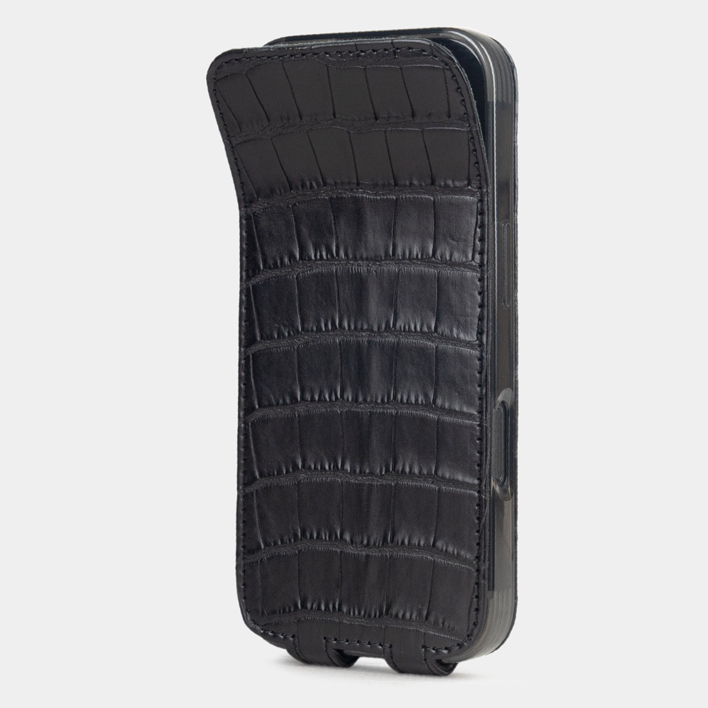 Чехол iPhone 16 Pro натуральная кожа аллигатора, черного цвета