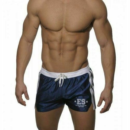 Мужские спортивные шорты  темно - cиние с белым поясом ES Collection SHORTS DARK BLUE WHITE