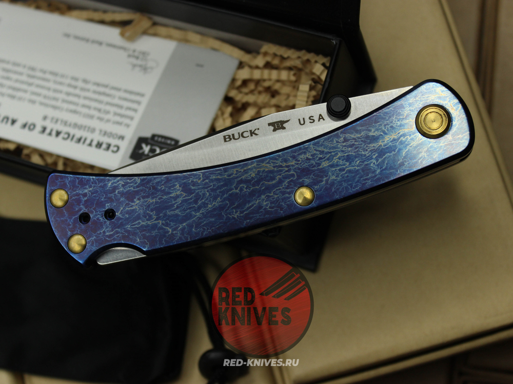 Нож Buck 110 Slim Pro TRX Titanium (Legacy Collection 2023) - ярко синий огненый титан