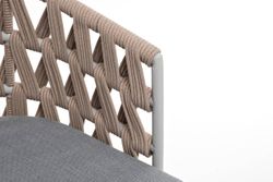 "Диего" стул плетеный из роупа, каркас из стали светло-серый (RAL7035) муар, роуп бежевый круглый, ткань светло-серая