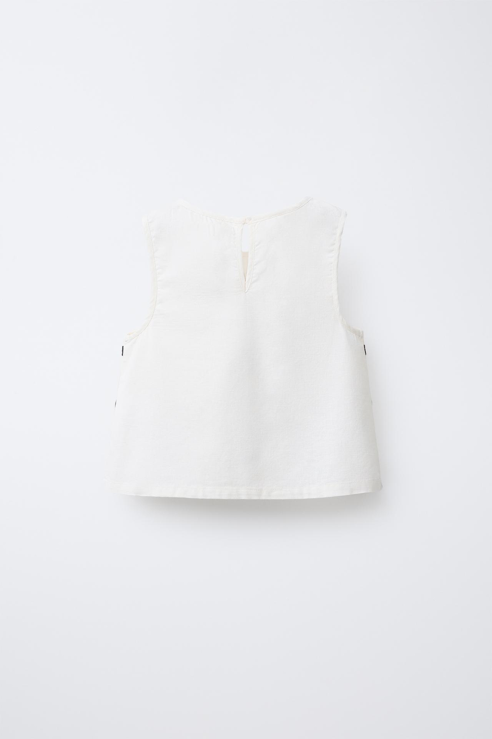 ZARA ТОП ИЗ СМЕСОВОГО ЛЬНА С ВЫШИВКОЙ, ЭКРЮ / ЧЕРНЫЙ