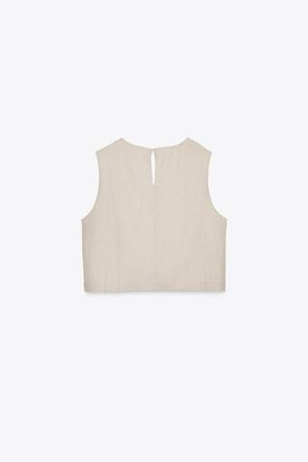 ZARA КОРОТКИЙ ТОП, СВЕТЛО-БЕЖЕВЫЙ