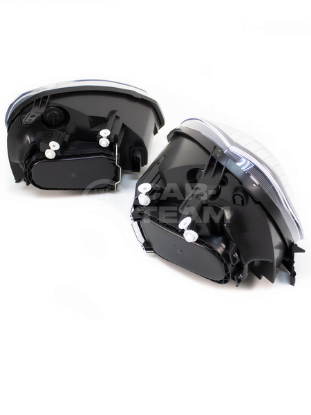 Фары Лада Приора передние круглые би линзы с ангельскими глазками, черная маска