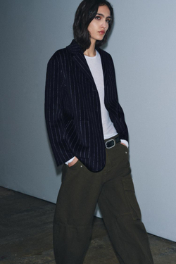 ZARA БЛЕЙЗЕР ИЗ СМЕСОВОЙ ШЕРСТИ — ZW COLLECTION, ПОЛОСКИ