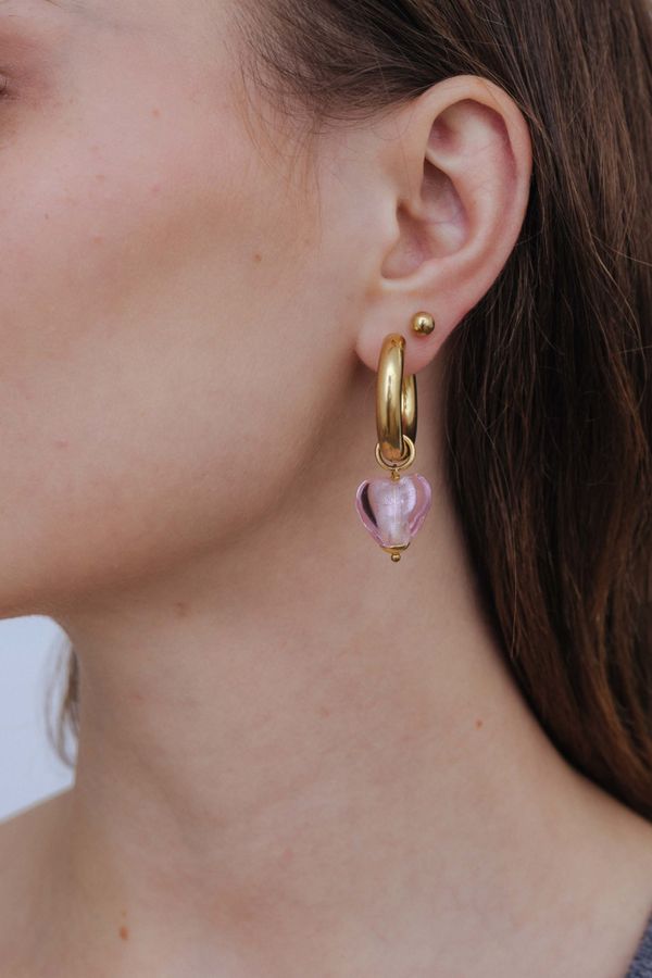 Подвеска Сердце из дутого стекла 15 мм