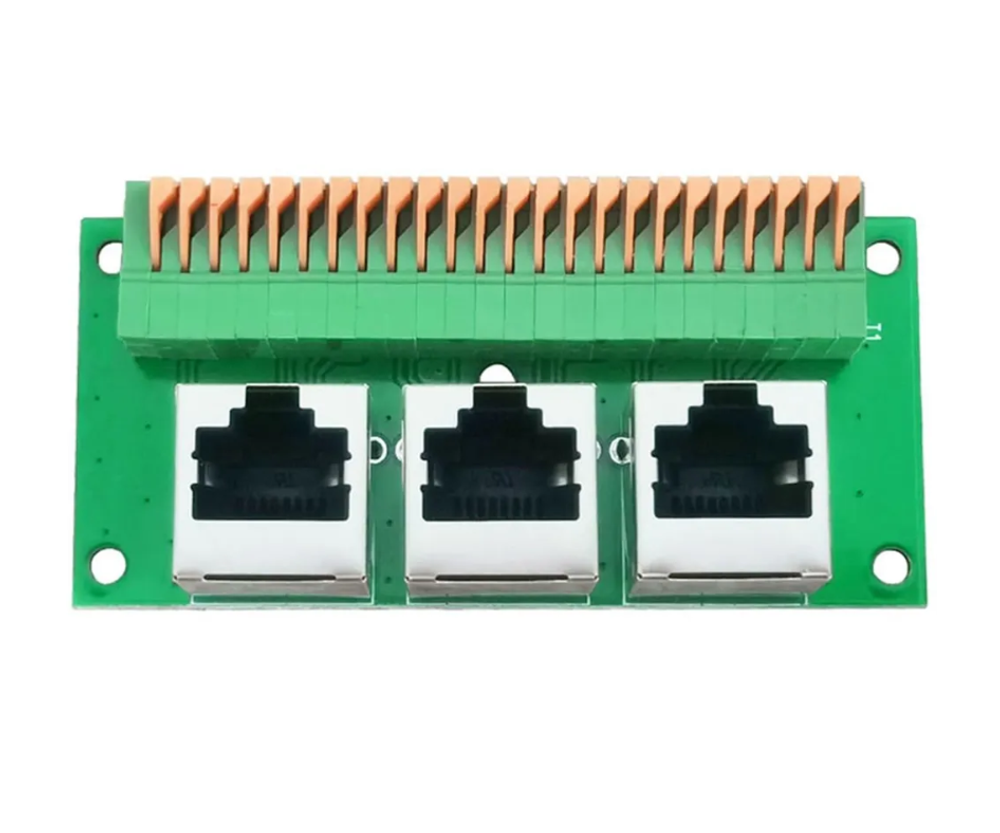 Плата коммутации RJ45 (гнездо), без пайки, 8-контактный пружинный терминал