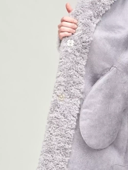 Шуба женская Чебурашка Тедди, серая, SilverFox