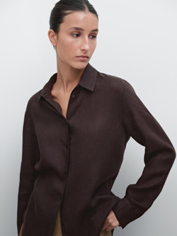 Massimo Dutti Рубашка из струящегося 100% льна, гранатовый