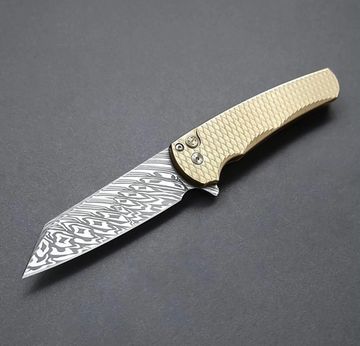 Нож лимитированный складной Pro-Tech MALIBU Reverse Tanto Custom - сталь Damasteel , рукоять алюминиевая бронза, мозаичная кнопка