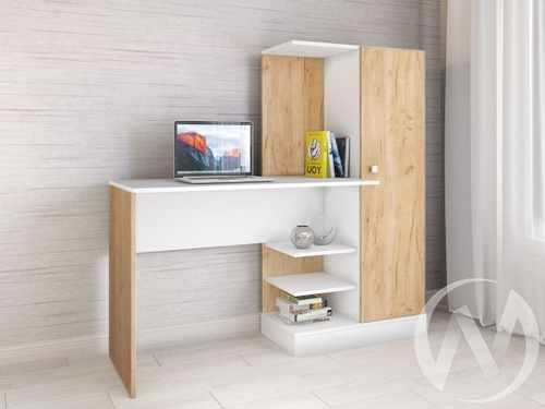 Стол компьютерный Квартет-6 (дуб крафт золотой/белый)