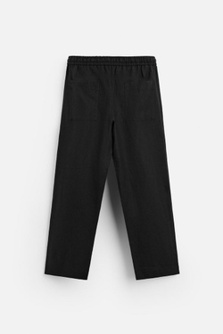 ZARA БРЮКИ ИЗ 100% ЛЬНА, ЧЕРНЫЙ