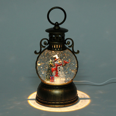 Сувенир с подсветкой «Веселый снеговик» 10,5*10,5*20 см (работает от 3*АА и USB+музыка, подсветка)