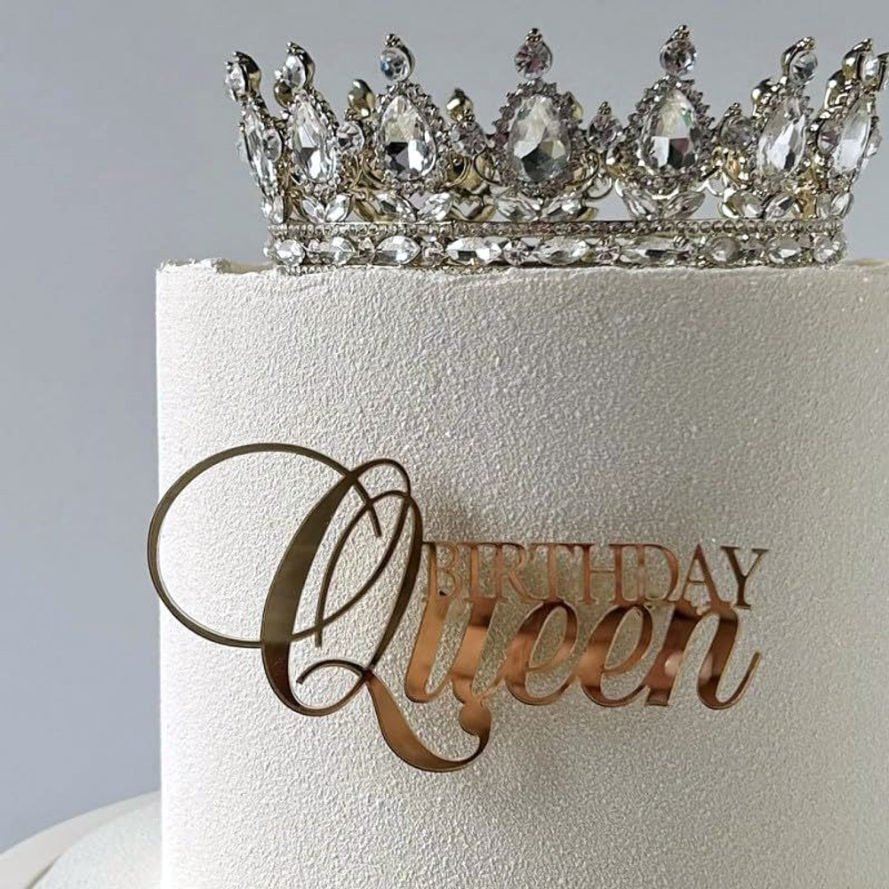 Топпер фронтальный "Birthday Queen" золотой