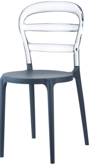 Стул пластиковый Miss Bibi серый, прозрачный