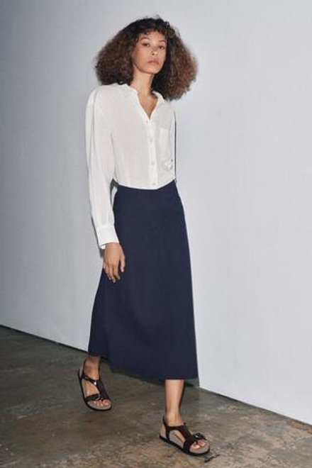 ZARA ЮБКА МИДИ — LIMITED EDITION, МОРСКОЙ СИНИЙ