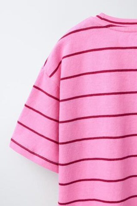 ZARA ФУТБОЛКА В ПОЛОСКУ, РОЗОВЫЙ
