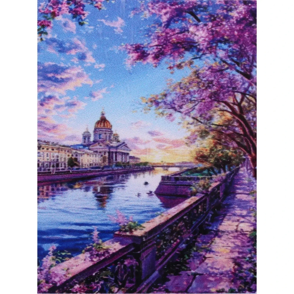 Алмазная мозаика в рулоне 30*40см полная выкладка «DIAMOND», Сирень