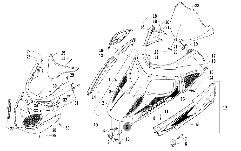 Решетка заборная правая для снегохода Arctic cat (4606-696)