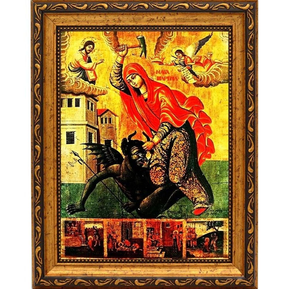 Марина (Маргарита) Антиохийская Святая, побивающая беса. Копия старинной иконы.
