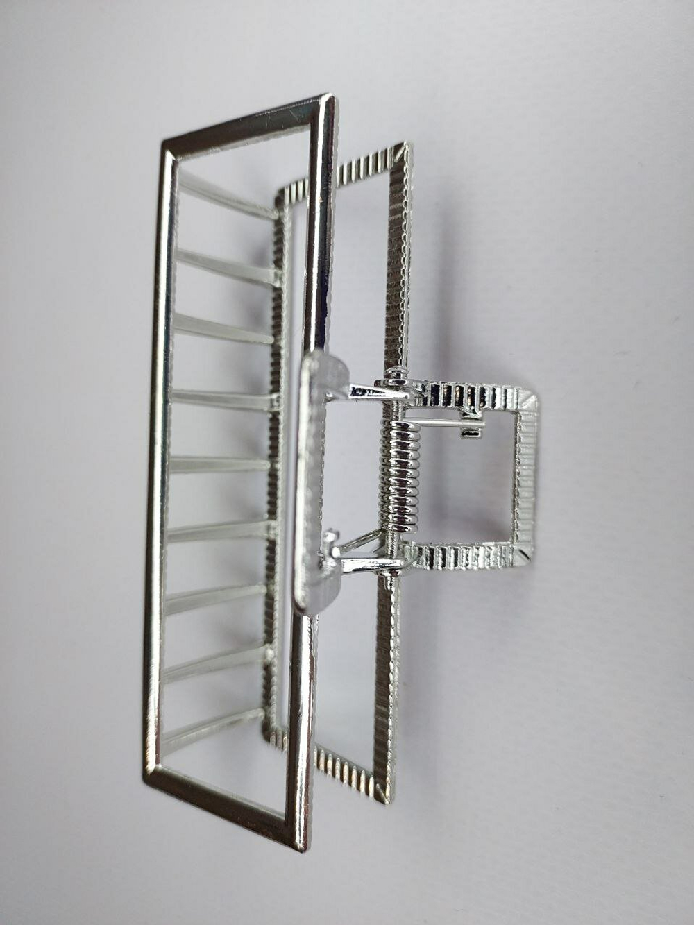 Заколка Краб для волос. Металл. Цвет Серебро. Квадратная. Усиленная