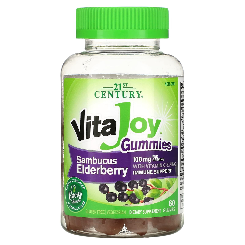 21st Century, VitaJoy®, жевательные таблетки с бузиной, 60 вегетарианских жевательных конфет