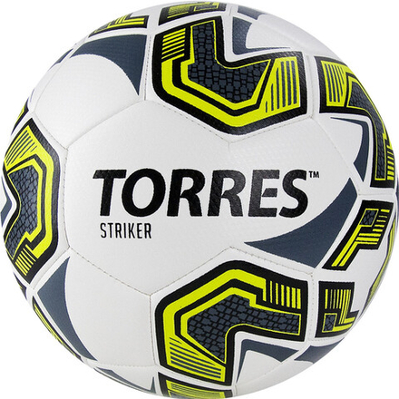 Мяч футбольный "TORRES Striker" арт.F321035, р.5, 30 пан.,гл.TPU,2подкл. слой, маш. сш., бело-серо-желтый