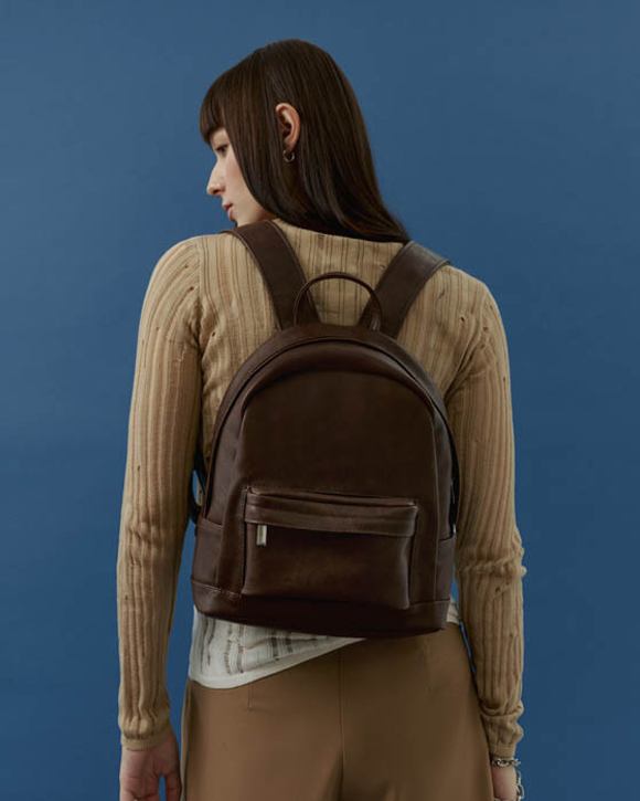 рюкзак закругленный коричневый M эко