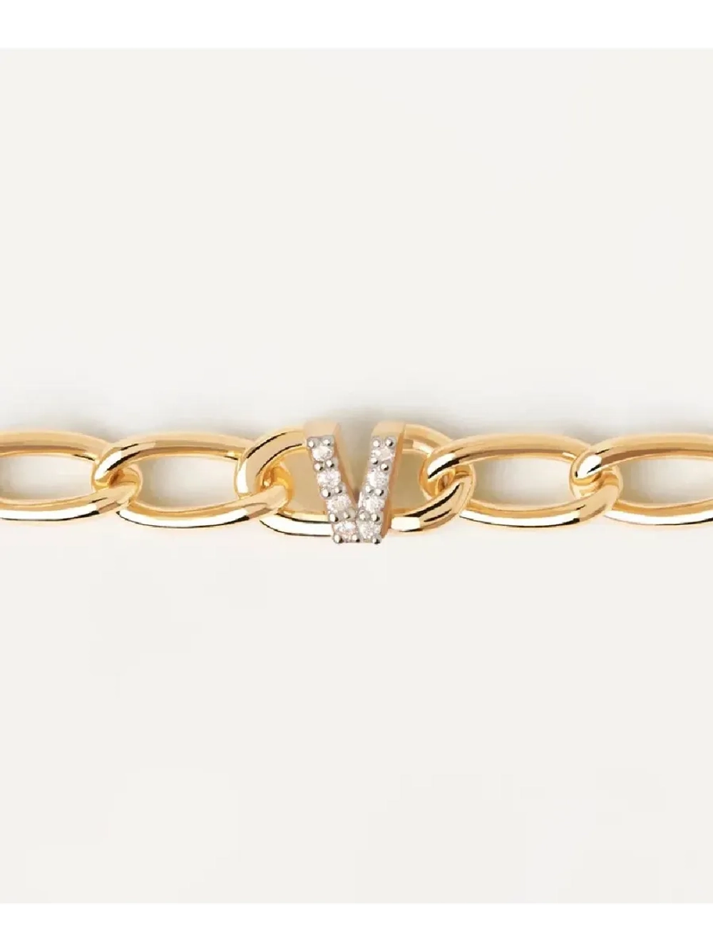 Браслет Буква V серебро 925 пробы покрытое золотом