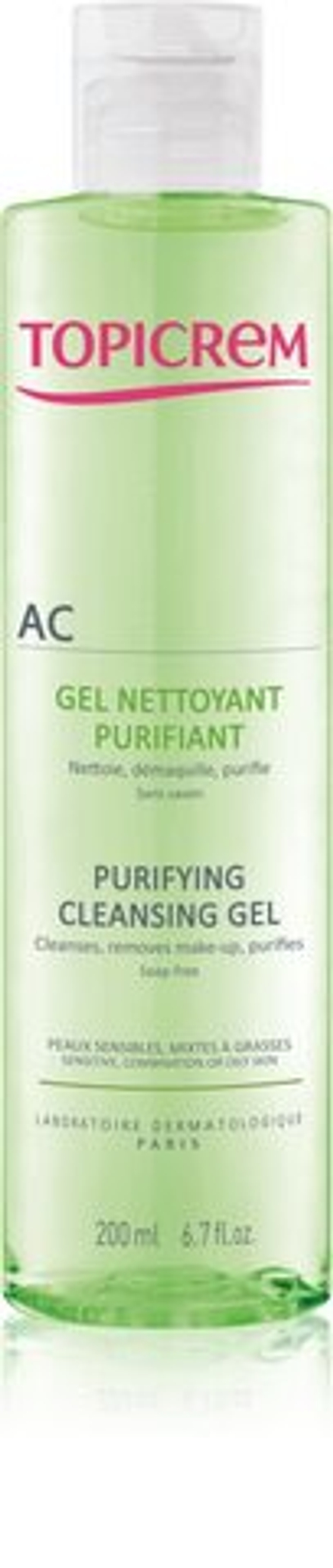 Topicrem AC Purifying Cleansing Gel - глубоко очищающий гель для жирной и чувствительной кожи /   200  ml  / GTIN 3700281702774