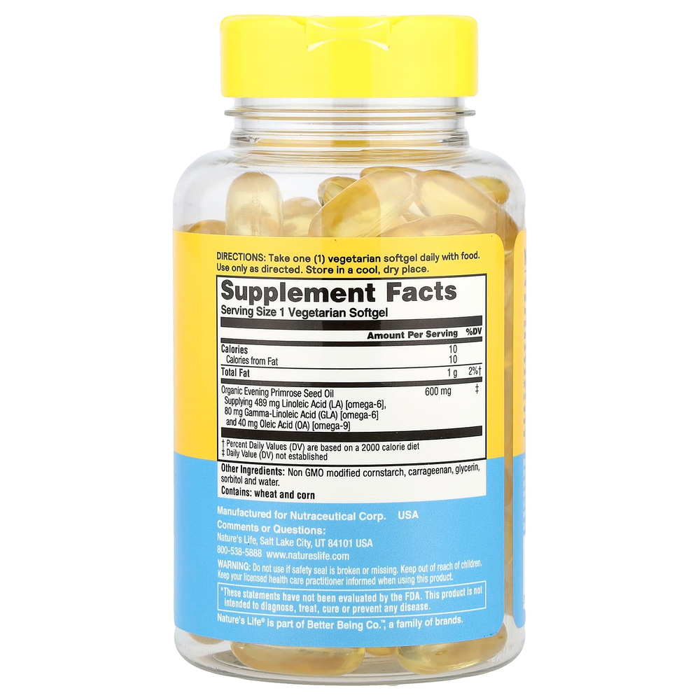 Nature's Life, масло первоцвета вечернего, 600 мг, 90 капсул