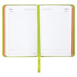 Ежедневник недатированный МАЛЫЙ ФОРМАТ 100х150 мм А6 BRAUBERG "Rainbow" под кожу, 136 л., зеленый, 111689