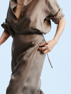 ARKEТ ЛЬНЯНАЯ РУБАШКА СВОБОДНОГО КРОЯ, ТЕМНО-БЕЖЕВЫЙ