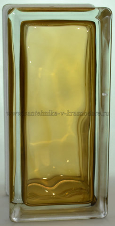 Стеклоблок половинка коричневый окрашенный изнутри Vitrablok 19х9х8см.