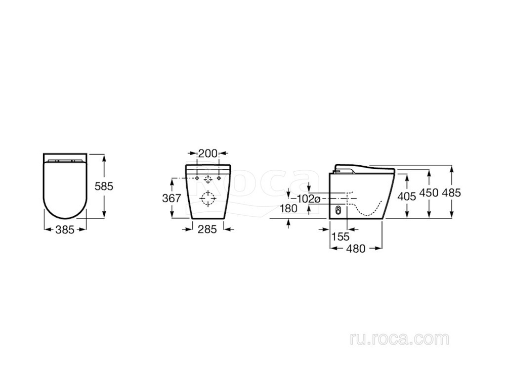 Электронная чаша-биде Roca Inspira In-Wash In-Tank  напольная 803095001 интегрированный смывной бачок