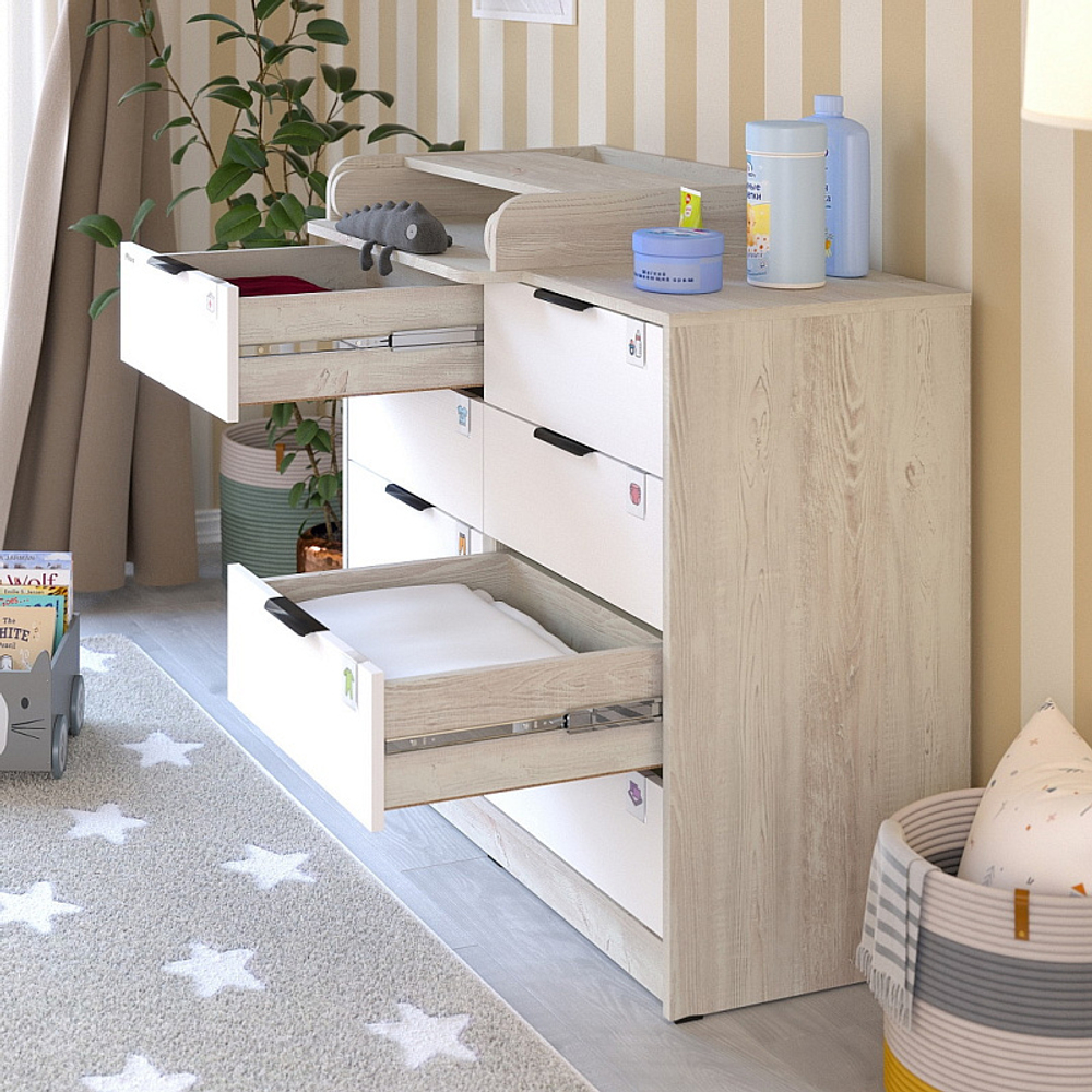 Комод Pituso Kids Optimum ЛДСП Сосна касцина-белый премиум