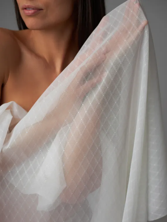 Сетка эластичная ромб оптом, айвори 004