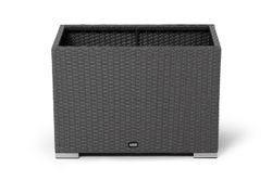 "Лунго" кашпо для цветов большое плетеное из искусственного ротанга, цвет графит