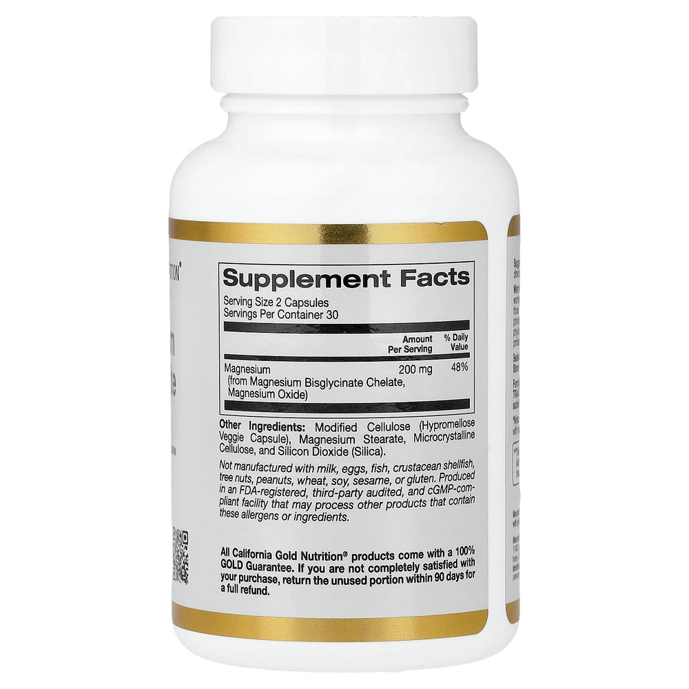 California Gold Nutrition, хелатный бисглицинат магния, Albion TRAACS®, 60 растительных капсул (100 мг в 1 капсуле)