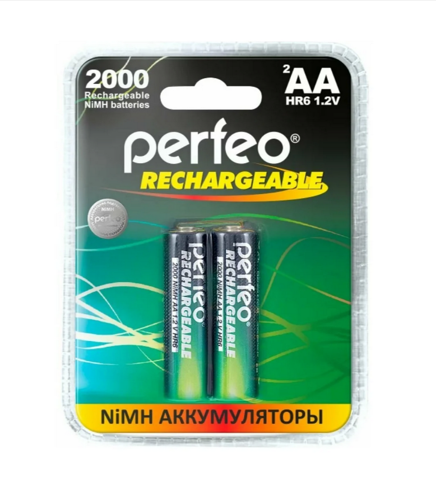 Аккумулятор AA HR-6 / 2000mAh Perfeo NiMH (2шт/уп)