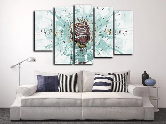 Модульная картина "Музыкальный микрофон"