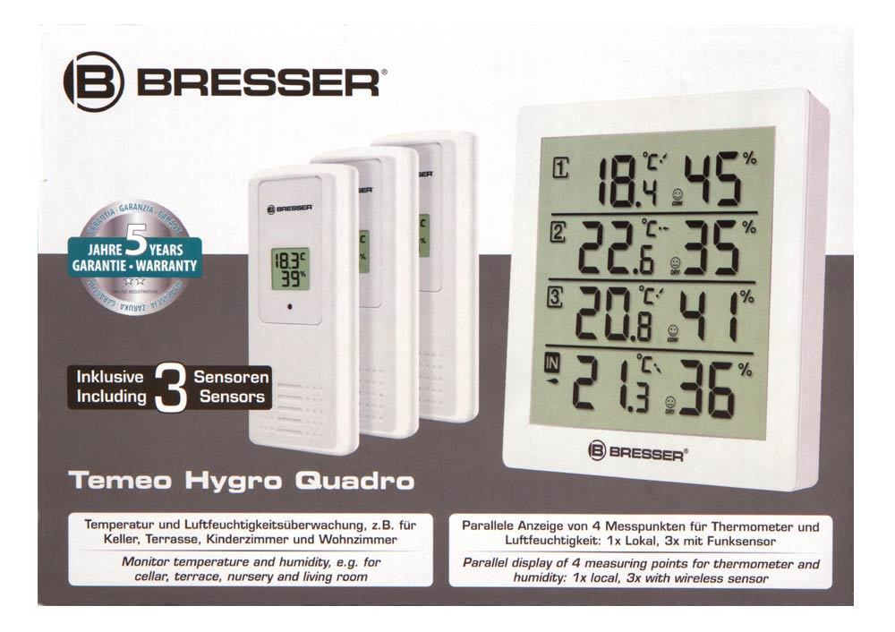 Термогигрометр Bresser Temeo Hygro Quadro, белая