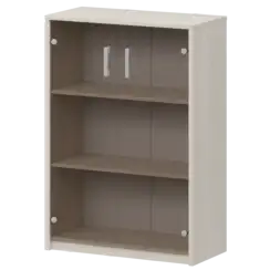 Стеллаж средний с тонированным стеклом А-304/А-стл304тон Ясень шимо 770x365x1220 Арго